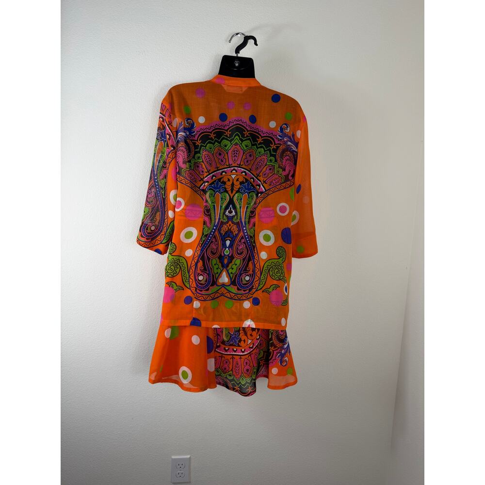 Vintage Masa Mura Orange Polka Dot Paisley Blouse + Skirt Set Farm Rio Vibes - Picture 5 of 10